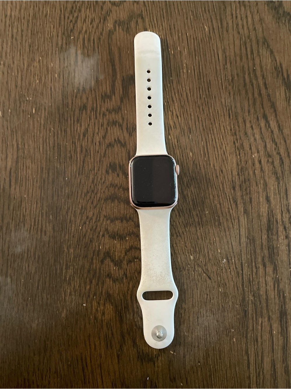 Apple Watch with White Silicone Band and Silver Case